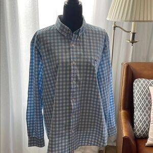 Vineyard Vines 100% Cotton Slim Fit Tucker Shirt XXL Light Blue Gingham